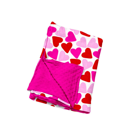 preorder BL0299 Valentine's Day Hot Pink Heart Baby Blanket