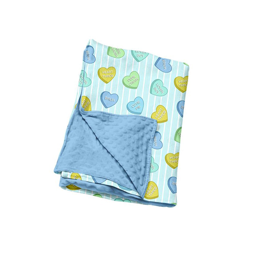 preorder BL0303 Valentine's  Day Heart Blue Baby Blanket