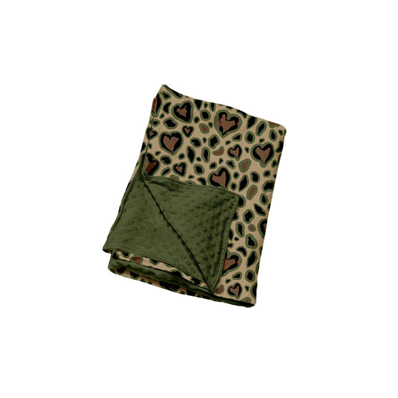 preorder BL0305 Hot Pink Leopard Heart Baby Blanket