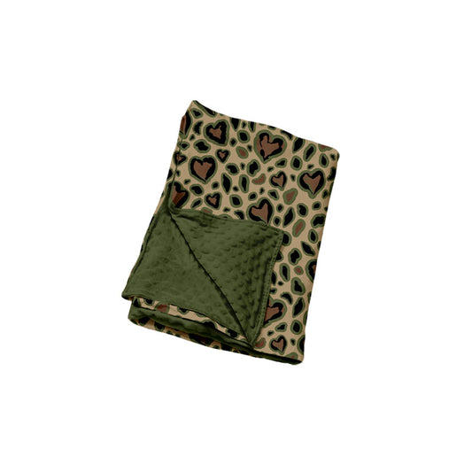 preorder BL0305 Hot Pink Leopard Heart Baby Blanket