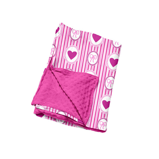 preorder BL0307 Valentine's Day Heart Bows Baby Blanket