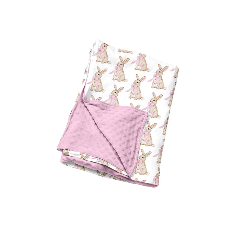 preorder BL0311 Easter Rabbit Bunny Pink Baby Blanket