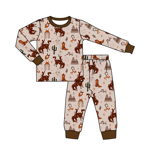 preorder BLP0183 Western Boot Cactus Horse Riding Boys Pajamas