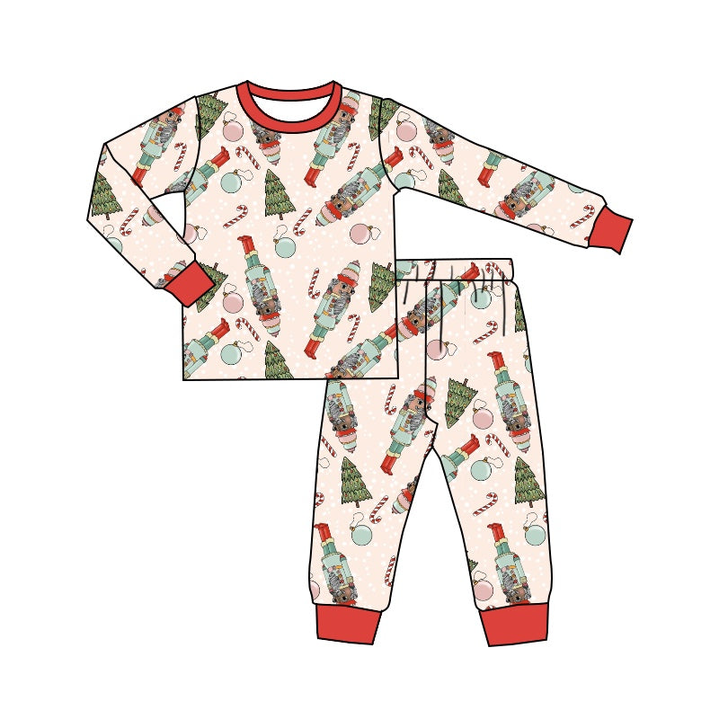 preorder BLP0189 Christmas Tree Soldier Red Long Sleeves Boys Pajamas