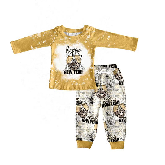 preorder BLP0210 Happy New Year Illumination Yellow Long Sleeves Pants Boys Clothes