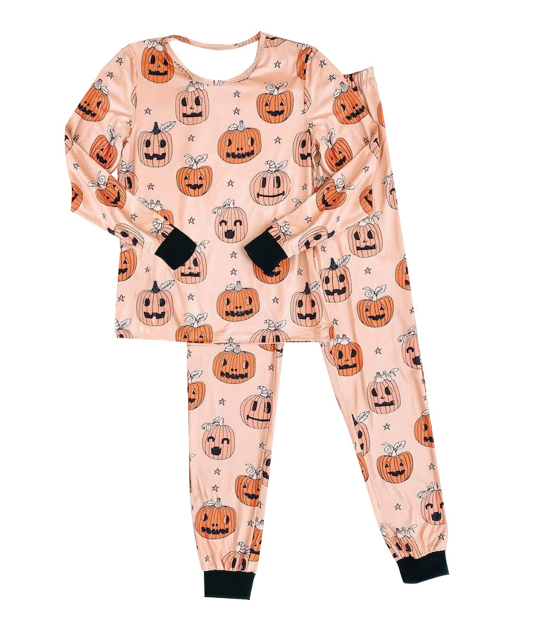 pre order BLP0216 Halloween Pumpkin Orange Adult Pajamas