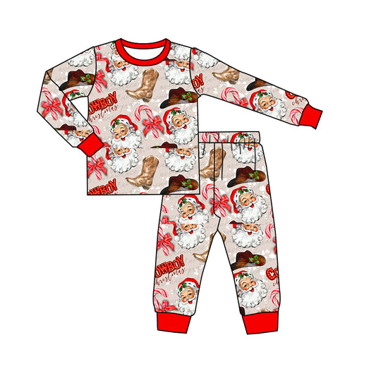 preorder BLP0217 Christmas Santa Claus Boot Long Sleeves Kids Pajamas