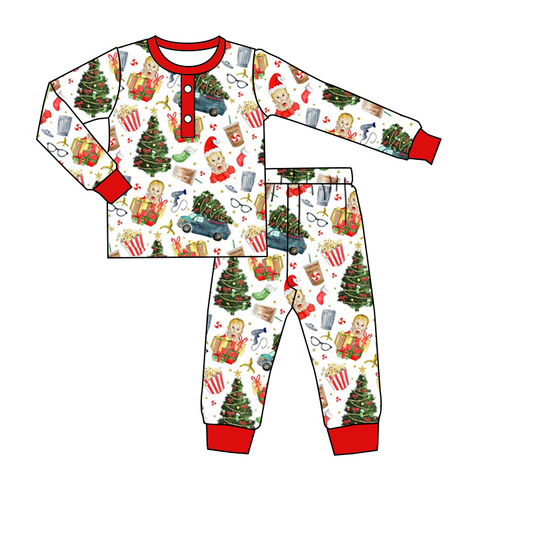 preorder BLP0236 Christmas Tree Red Long Sleeve Pants Boys Pajamas