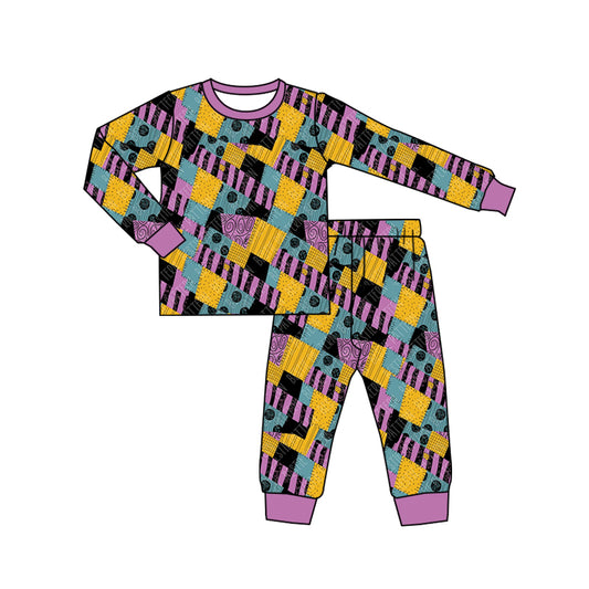 preorder BLP0268 Halloween Color Mosaic pattern boys pajamas