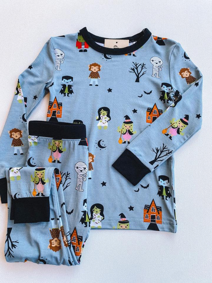 preorder BLP0277 Halloween cartoon blue long sleeve pants boys pajamas