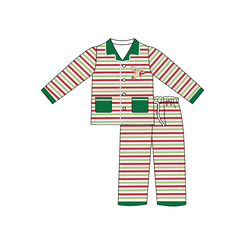 preorder BLP0337 Mallard duck red & green long sleeve pants boys pajamas