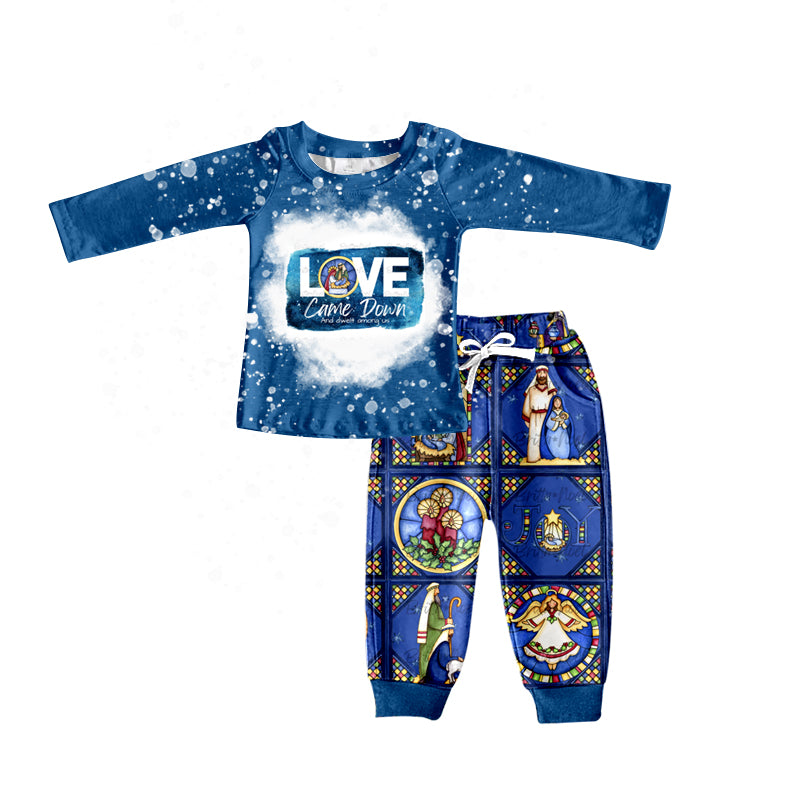 preorder BLP0394 Easter The Nativity Story blue long sleeve boys set