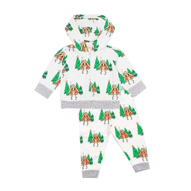 preorder BLP0396 Christmas house tree hoodie long sleeve pants boys set