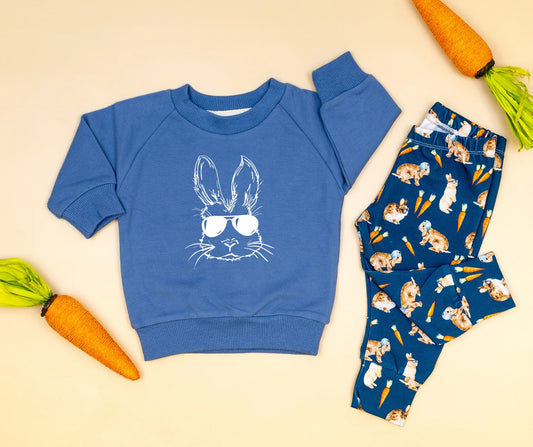 preorder BLP0408 Easter rabbit blue long sleeve carrot pants boys set