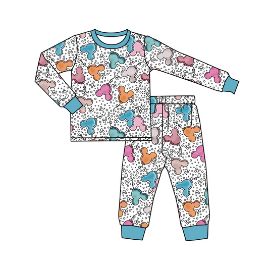 preorder BLP0458 Cartoon M blue long sleeve pants boys pajamas