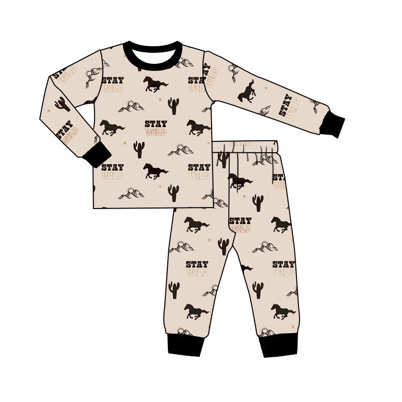 preorder BLP0479 stay wild horse cactus long sleeve pants boys pajamas