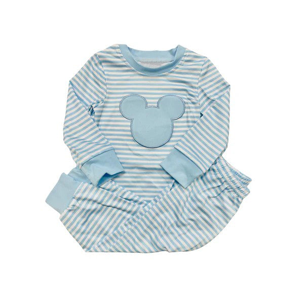 preorder BLP0575 cartoon M blue striped long sleeve pants boys pajamas