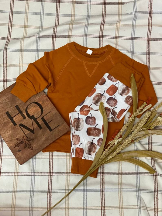 preorder BLP0617 brown long sleeve pumpkin pants boys set