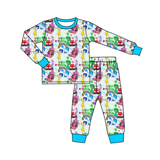 preorder BLP0657 cartoon baby rainbow blue long sleeve pants boys pajamas