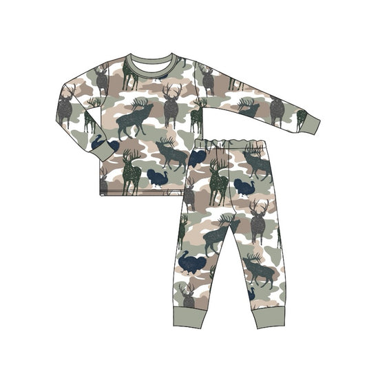preorder BLP0667 hunting camo deer long sleeve pants boys pajamas