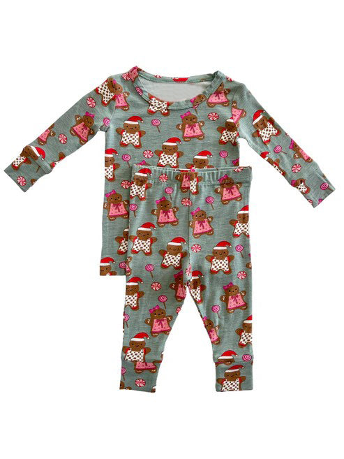 preorder BLP0702 Christmas gingerbread man hat long sleeve pants boys pajamas