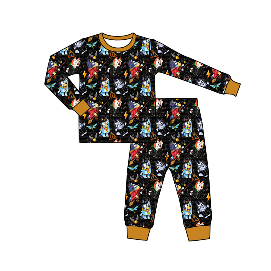 preorder BLP0719 Halloween blue dog long sleeve pants boys pajamas