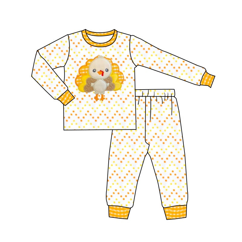 preorder BLP0730 Thanksgiving turkey dot long sleeve pants boys pajamas