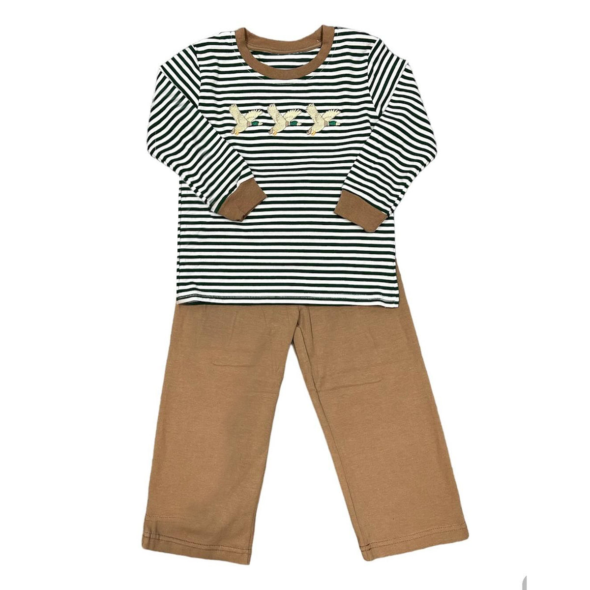 preorder BLP0759 mallard black striped long sleeve khaki pants boys set