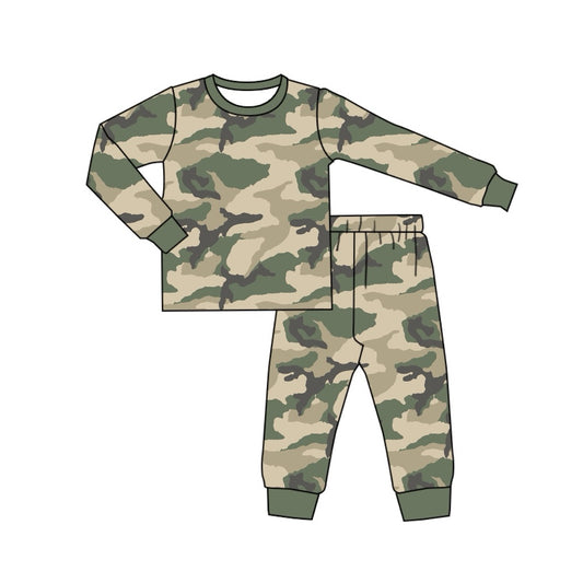 preorder BLP0763 green camo long sleeve pants boys pajamas