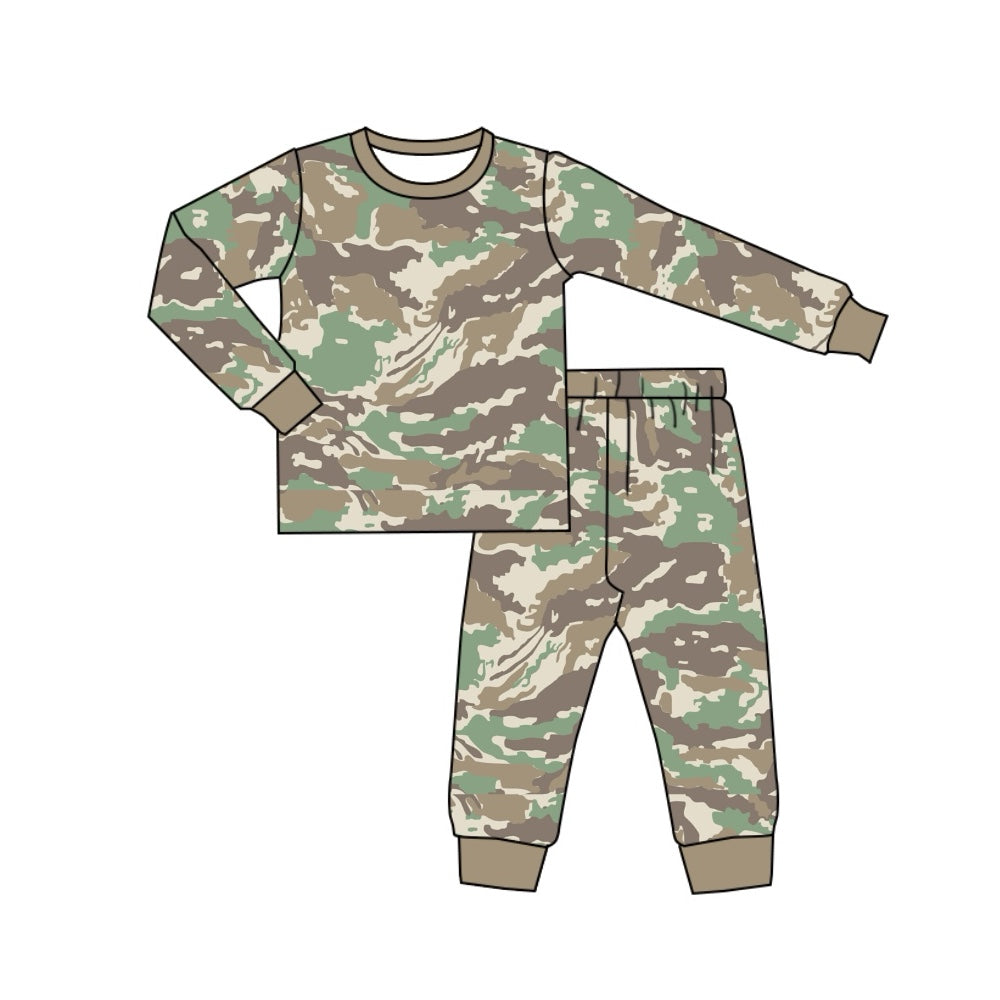 preorder BLP0764 green camo long sleeve pants boys pajamas