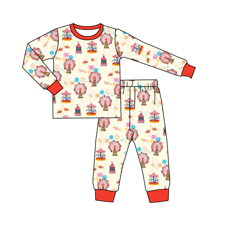preorder BLP0768 fair carousel long sleeve pants boys pajamas