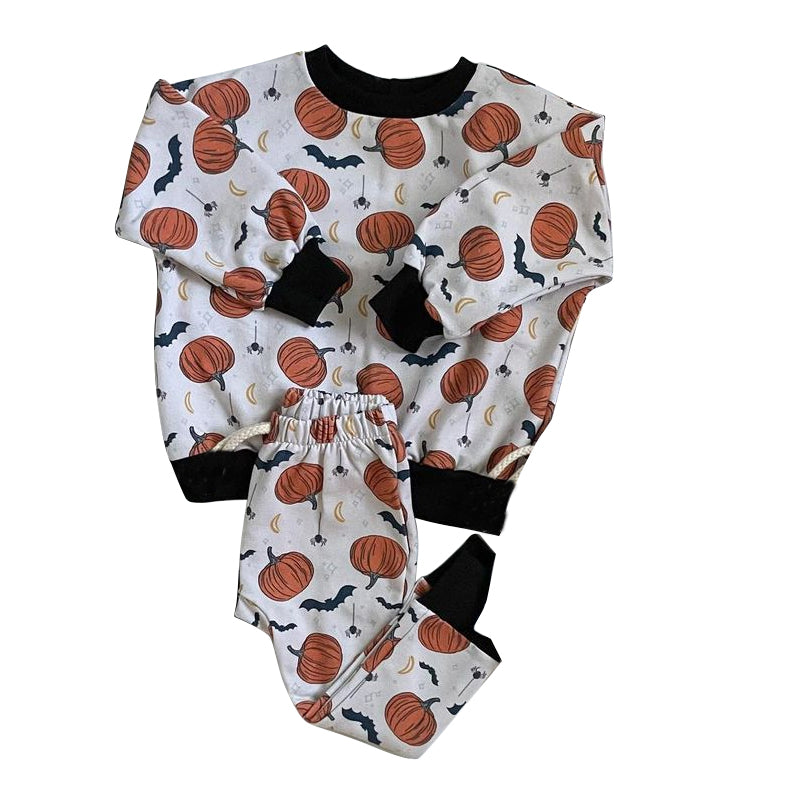 preorder BLP0787 Halloween pumpkin bat long sleeve pants boys set