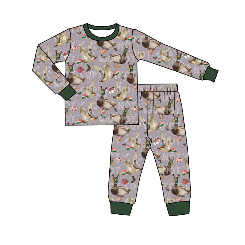 preorder BLP0789 Christmas hunting mallard long sleeve pants boys pajamas
