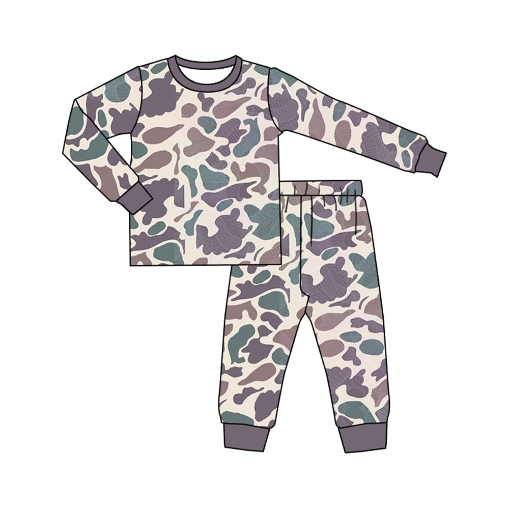 preorder BLP0790 dark grey camo long sleeve pants boys pajamas