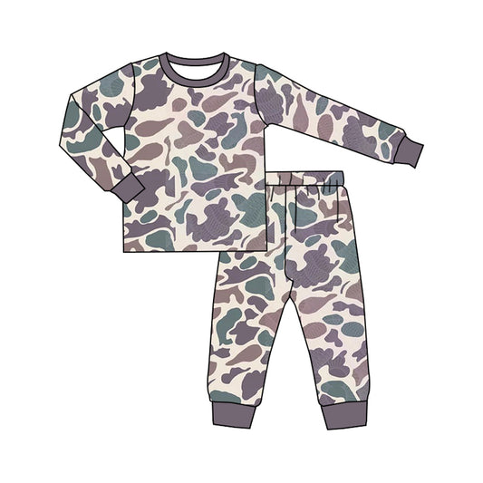 preorder BLP0790 dark grey camo long sleeve pants boys pajamas