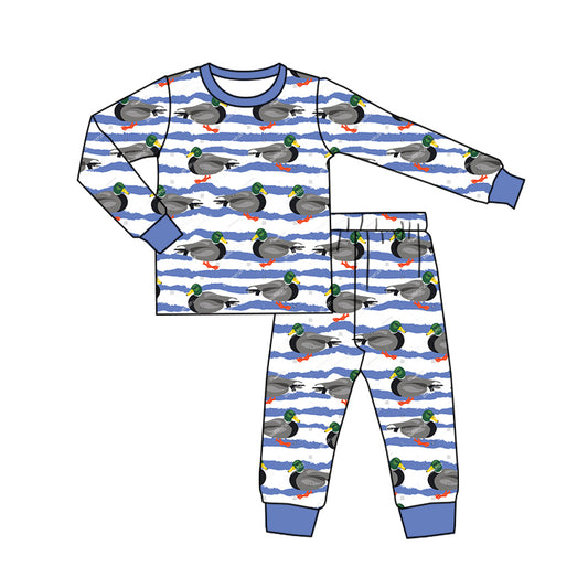 preorder BLP0806 hunting mallard blue long sleeve pants boys pajamas