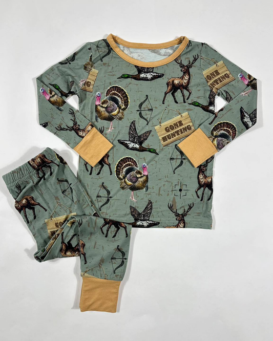 preorder BLP0819 hunting turkey mallard long sleeve pants boys pajamas