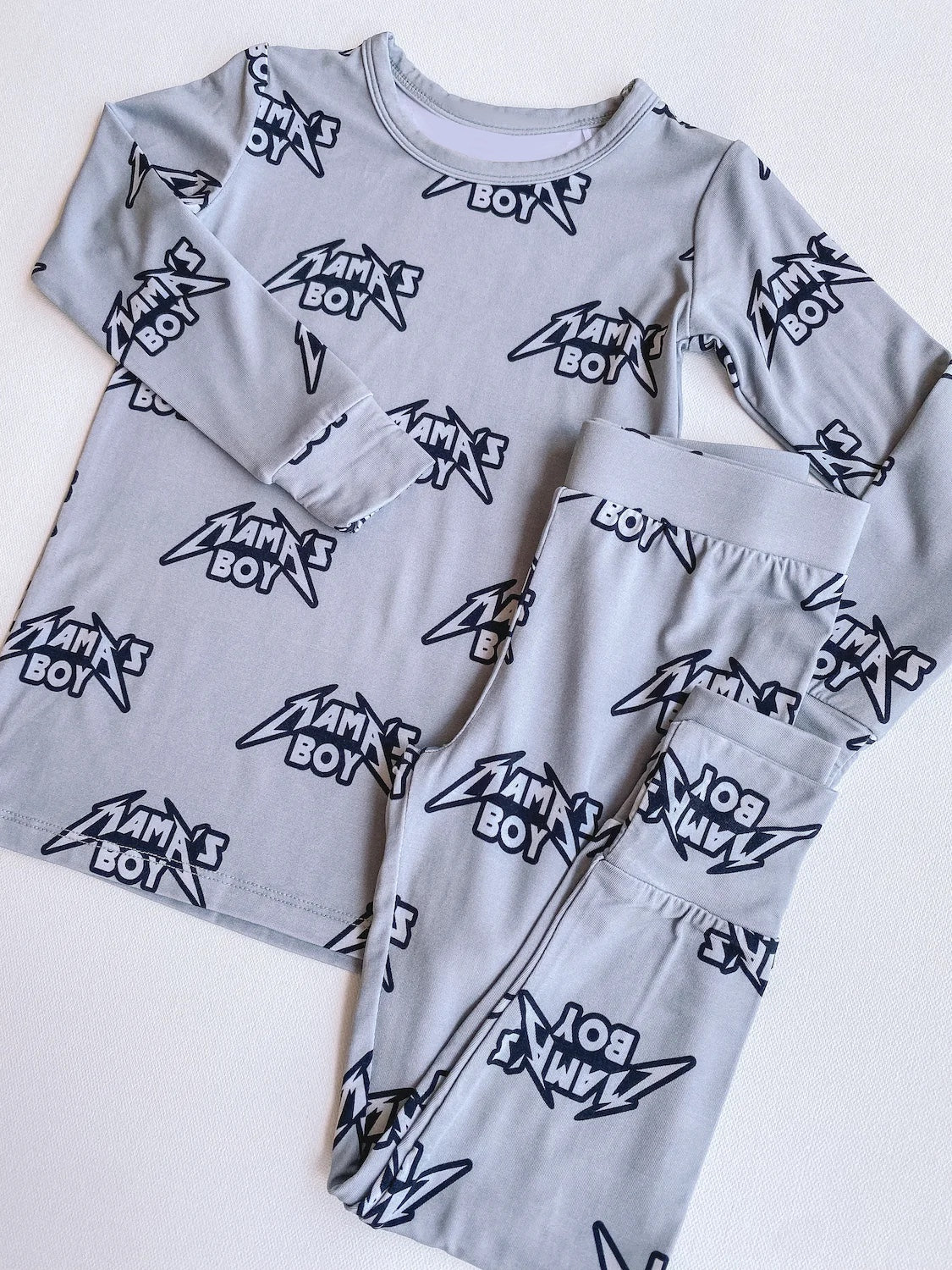 preorder BLP0846 mama's boy grey blue long sleeve pants boys pajamas