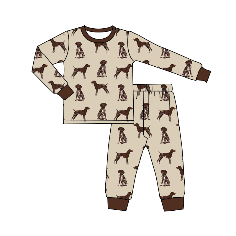 preorder BLP0848 hunting dogs brown long sleeve pants boys pajamas