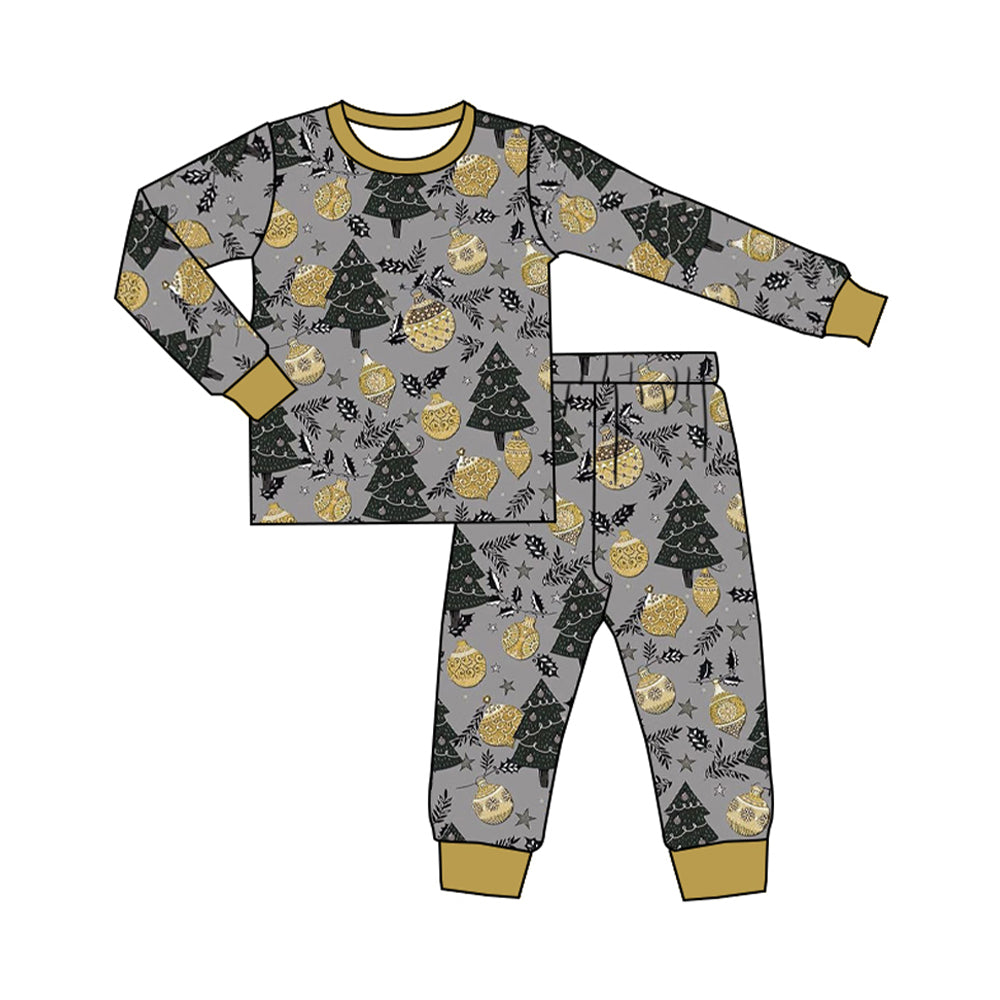 Preorder BLP0869 Christmas happy new year tree light long sleeve pants boys pajamas