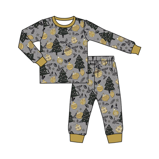 Preorder BLP0869 Christmas happy new year tree light long sleeve pants boys pajamas