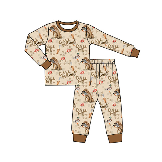 preorder BLP0956 call me duck call dog mallard brown long sleeve pants boys pajamas