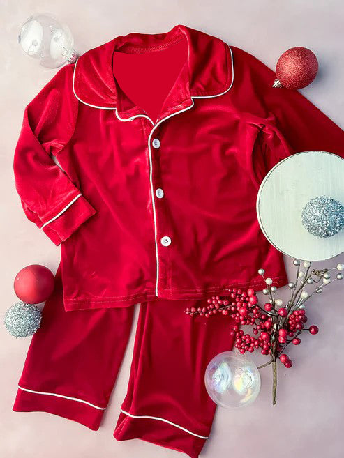 preorder BLP0959 Christmas style red long sleeve pants boys pajamas