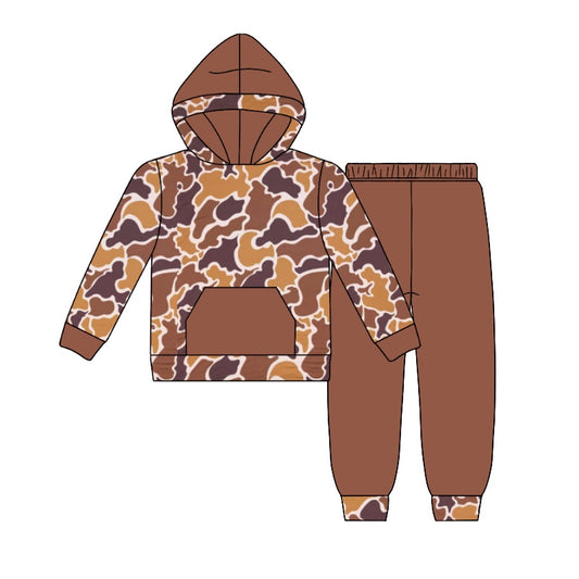 Preorder BLP0965 maroon camo pocket long sleeve hoodie pants boys set