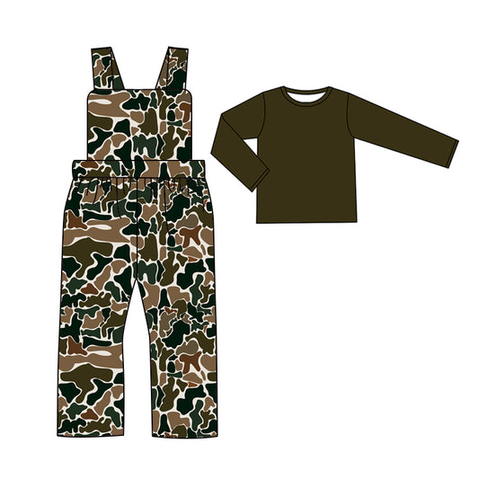 Preorder BLP0966 dark green long sleeve camo sleeveless boys jumpsuits boys set