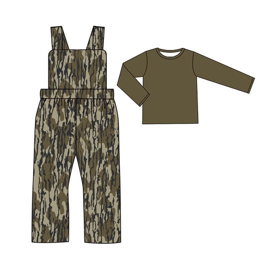 Preorder BLP0967 dark green long sleeve camo sleeveless boys jumpsuits boys set