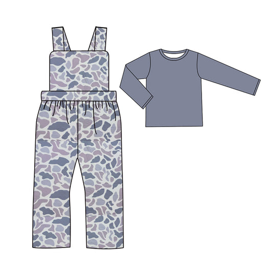 Preorder BLP0969 dark grey long sleeve camo sleeveless boys jumpsuits boys set