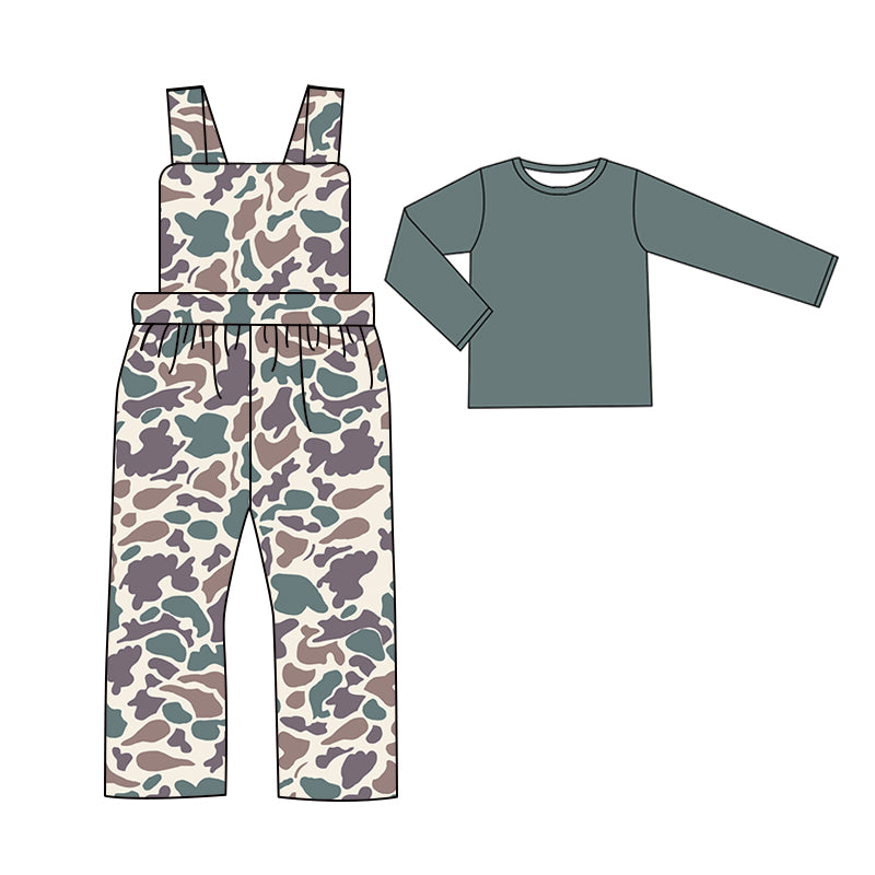 Preorder BLP0970 grey long sleeve camo sleeveless boys jumpsuits boys set