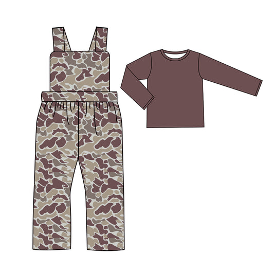 Preorder BLP0972 dark brown long sleeve camo sleeveless boys jumpsuits boys set