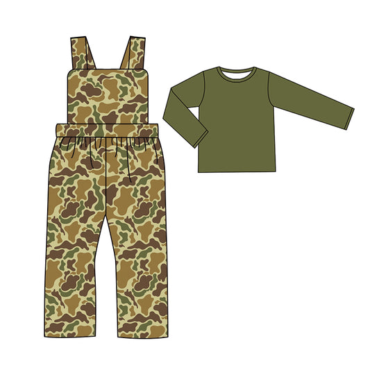 Preorder BLP0973 dark green long sleeve camo sleeveless boys jumpsuits boys set